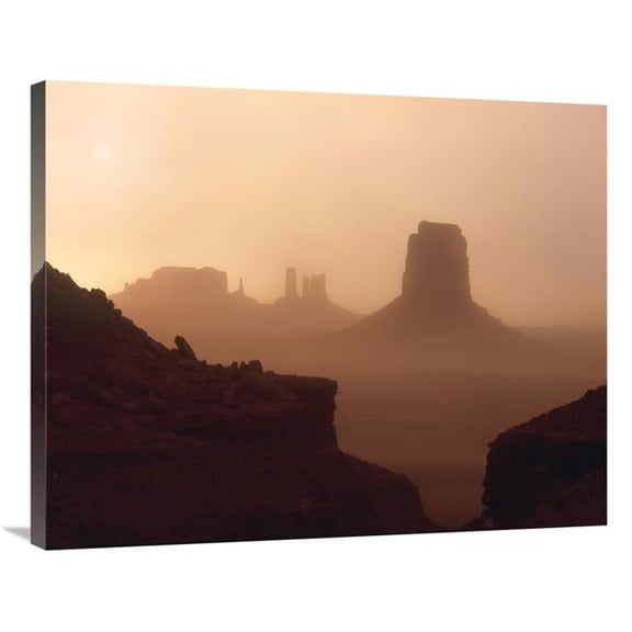 Global Gallery  Sandstorm Enshrouding Mittens - Monument Valley - Arizona Art Print - Tim Fitzharris - 28in. x 35in.