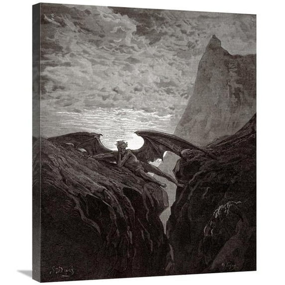 Global Gallery Satan Resting on the Mountain - From Miltons Paradise Lost Art Print - Gustave Dore