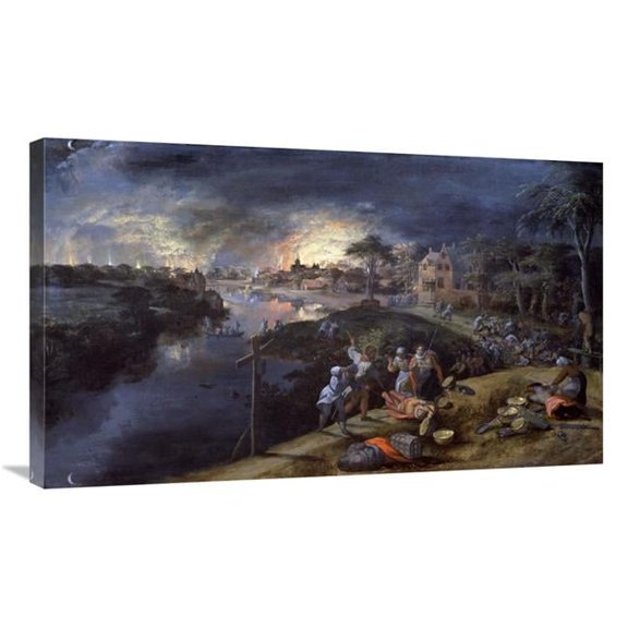 Global Gallery Scene of War & Fire Art Print - Gillis Mostaert