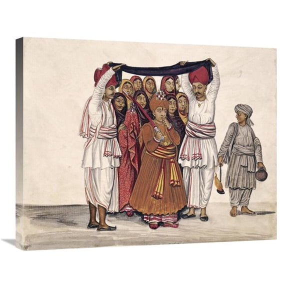 Global Gallery Scenes from a Marriage Ceremony - The Wedding Feast Art Print - Kutch School