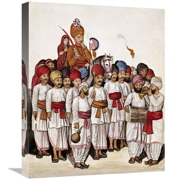 Global Gallery Scenes from a Marriage Ceremony - The Wedding Procession Art Print - Kutch School - 22in.