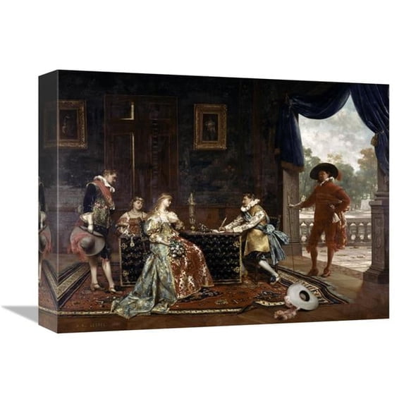 Global Gallery Signing a Marriage Contract at Court of Louis XIV Art Print - Adolphe Alexandre Lesrel
