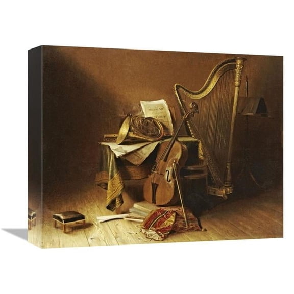 Global Gallery Still Life with Musical Instruments Art Print - American School - 16in.
