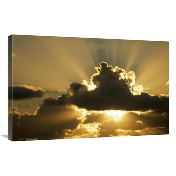 Global Gallery Sun Rays Beam From Behind Cumulus Clouds Art Print - 24in. x 36in.