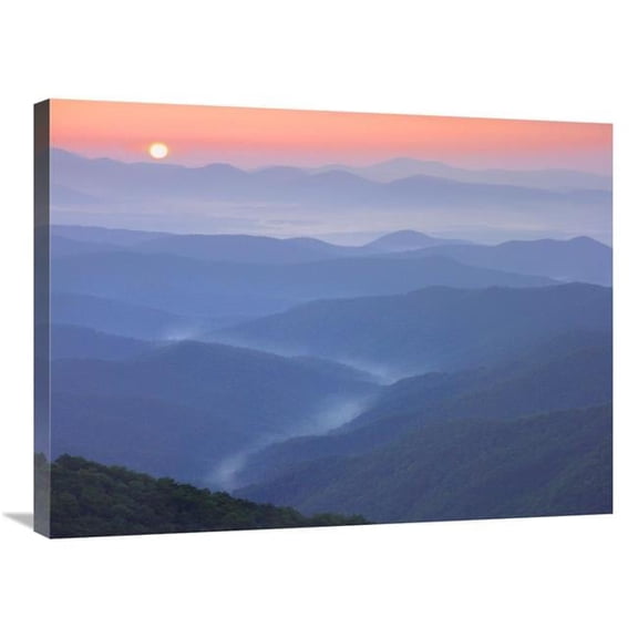 Global Gallery Sunset Over the Pisgah National Forest From the Blue Ridge Parkway - North Carolina Art Print