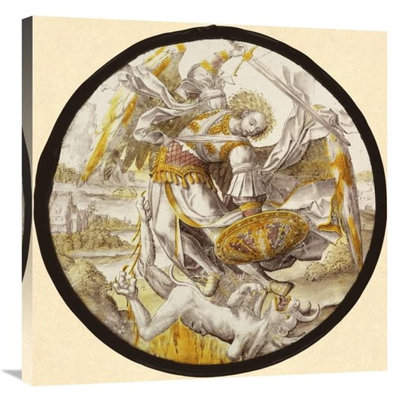 Global Gallery  The Archangel Michael Vanquishing the Devil Art Print - 16th Century Netherlandish Glassmaker
