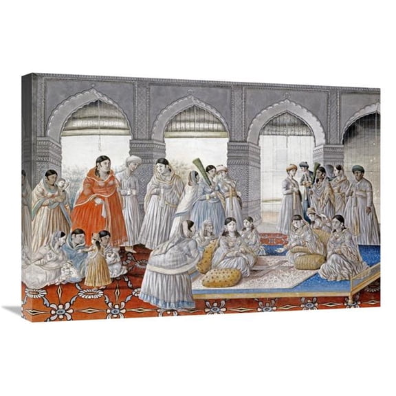 Global Gallery The Royal Harem Playing Pachisi in a Lucknow Palace Art Print - Lucknow School - 30in.