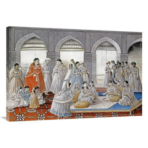Global Gallery The Royal Harem Playing Pachisi in a Lucknow Palace Art Print - Lucknow School - 40in.