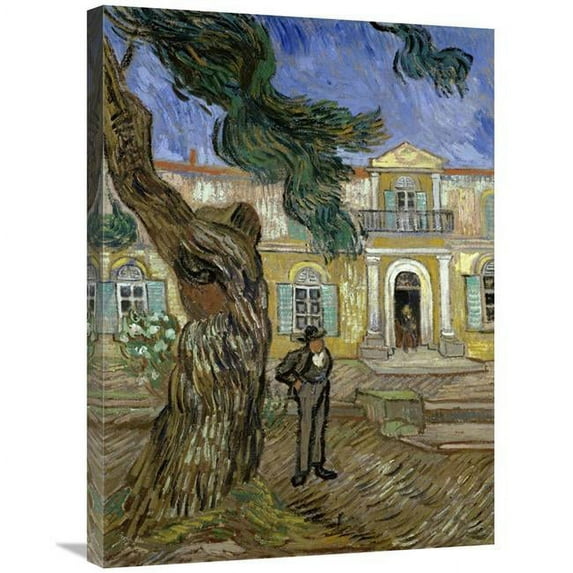 Global Gallery Tree & Man - Saint Paul Hospital at Saint Remy Art Print - Vincent Van Gogh