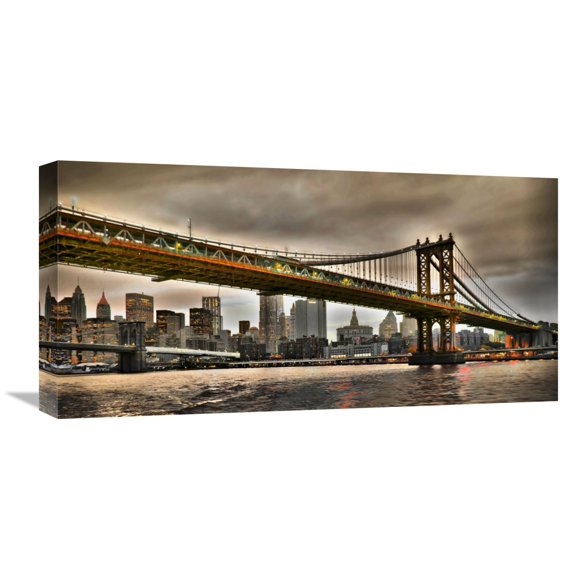 Global Gallery Vadim Ratsenskiy,'Manhattan Bridge and New York City Skyline, NYC' Stretched Canvas Artwork