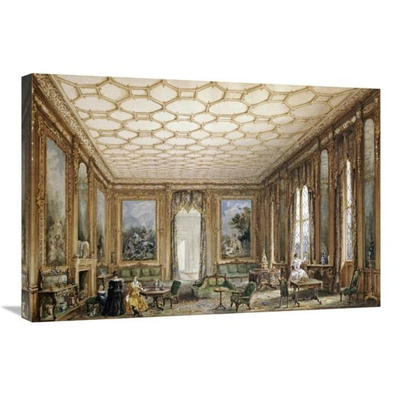 Global Gallery View of a Jacobean-Style Grand Drawing Room Art Print - English School - 30in.