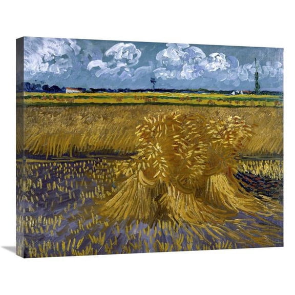 Global Gallery  Wheat Field with Sheaves Art Print - Vincent Van Gogh 30 in.