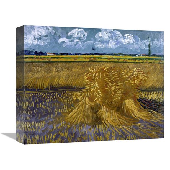 Global Gallery Wheat Field with Sheaves Art Print - Vincent Van Gogh