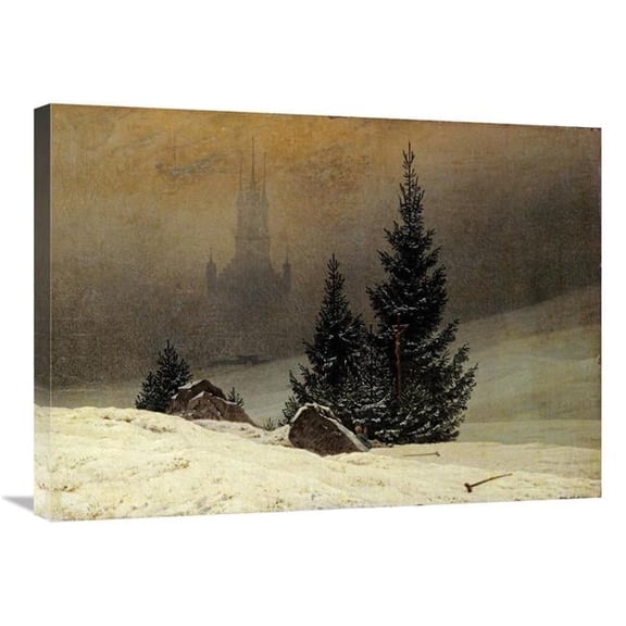 Global Gallery Winter Landscape with a Church Art Print - Caspar David Friedrich