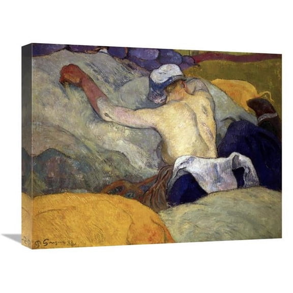 Global Gallery Woman in the Hay - Femme Dans Le Foin Art Print - Paul Gauguin