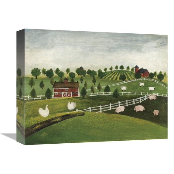 Global Gallery's 'A Day at the Farm I Bright' by David Carter Brown Stretched Canvas Wall Art