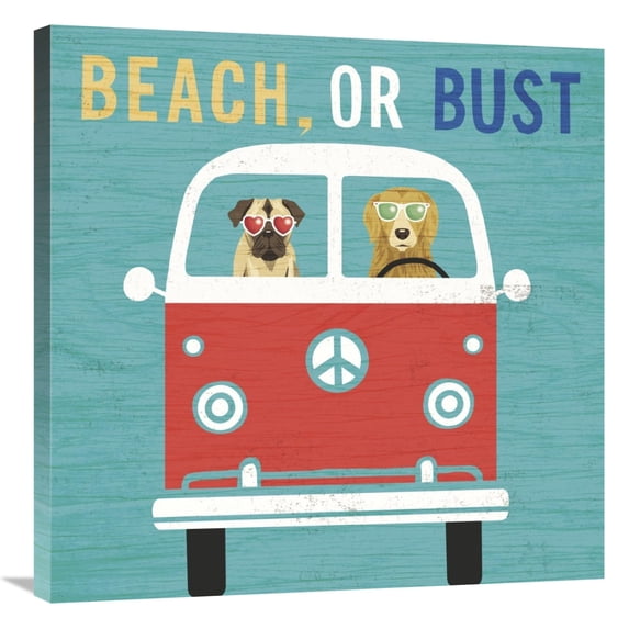 Global Gallery's 'Beach Bums Bus' By Michael Mullan Stretched Canvas Wall Art