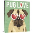 thumbnail image 1 of Global Gallery's 'Beach Bums Pug I Love' By Michael Mullan Stretched Canvas Wall Art, 1 of 4