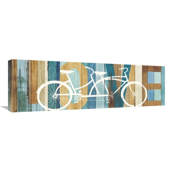 Global Gallery's 'Beachscape Tandem Bicycle Love' By Michael Mullan Stretched Canvas Wall Art