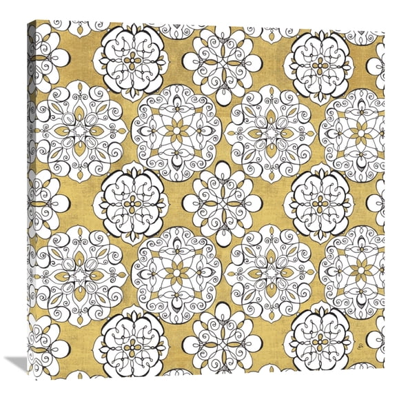 Global Gallery's 'Color my World Kolam Pattern Gold' by Daphne Brissonnet Stretched Canvas Wall Art