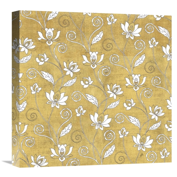 Global Gallery's 'Color my World Lotus Pattern Gold' by Daphne Brissonnet Stretched Canvas Wall Art