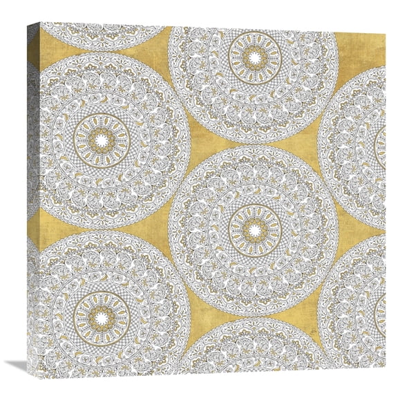 Global Gallery's 'Color my World Mandala Pattern Gold' by Daphne Brissonnet Stretched Canvas Wall Art