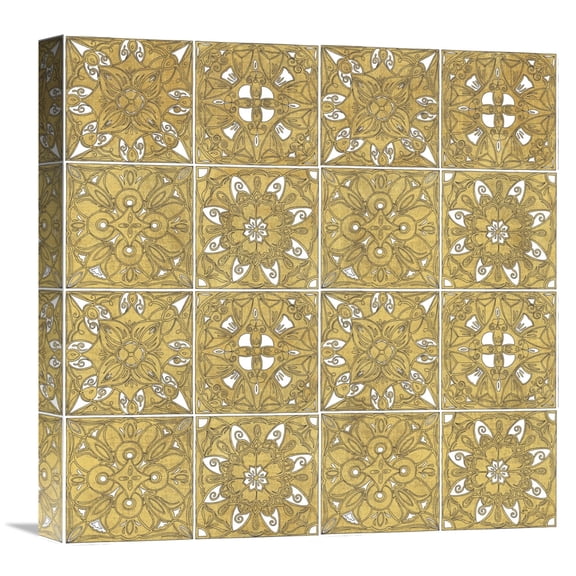Global Gallery's 'Color my World Mexican Tiles Pattern Gold' by Daphne Brissonnet Stretched Canvas Wall Art