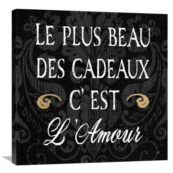 Global Gallery's 'Inspirational Collage I French on Black' by Daphne Brissonnet Stretched Canvas Wall Art