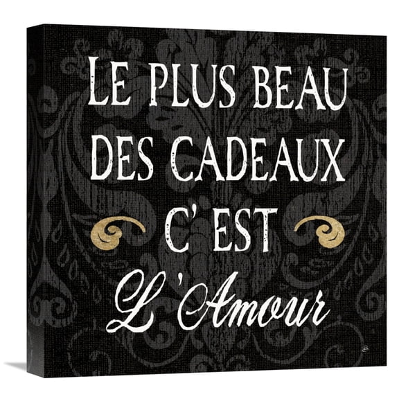 Global Gallery's 'Inspirational Collage I French on Black' by Daphne Brissonnet Stretched Canvas Wall Art