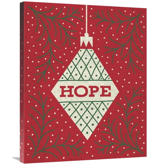 Global Gallery's 'Jolly Holiday Ornaments Hope' By Michael Mullan Stretched Canvas Wall Art