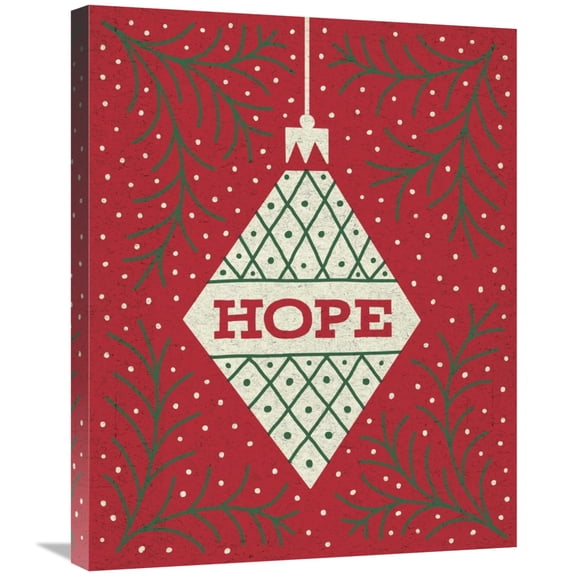 Global Gallery's 'Jolly Holiday Ornaments Hope' By Michael Mullan Stretched Canvas Wall Art