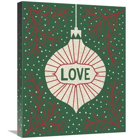 Global Gallery's 'Jolly Holiday Ornaments Love' By Michael Mullan Stretched Canvas Wall Art