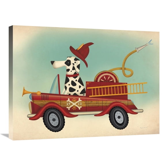 Global Gallery's 'K9 Fire Department' By Ryan Fowler Stretched Canvas Wall Art