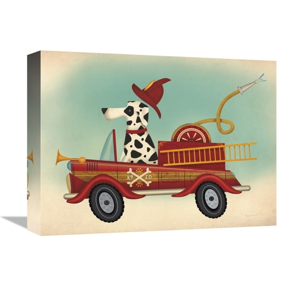 Global Gallery's 'K9 Fire Department' By Ryan Fowler Stretched Canvas Wall Art