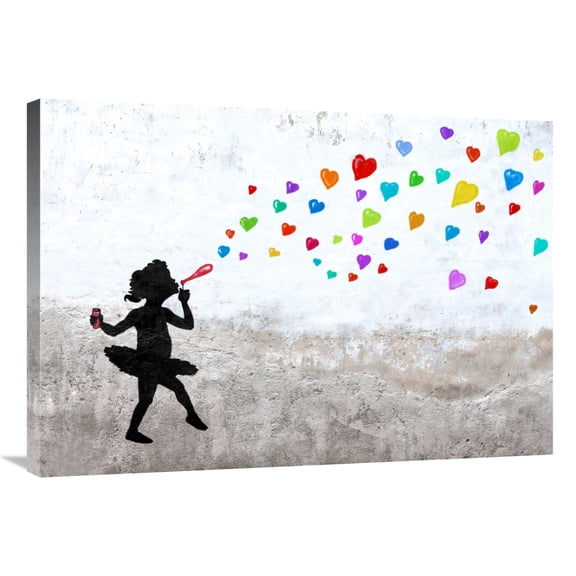 Global Gallery's 'Love Bubbles' by Masterfunk Collective Stretched Canvas Wall Art