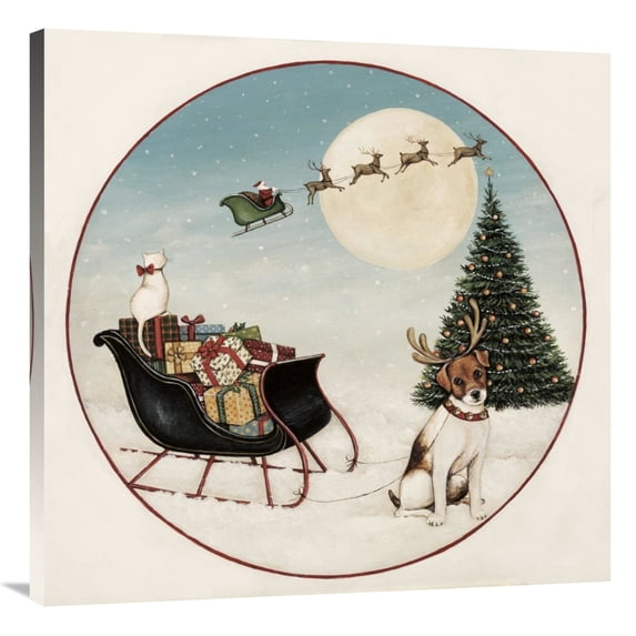 Global Gallery's 'Merry Lil Sleigh' by David Carter Brown Stretched Canvas Wall Art