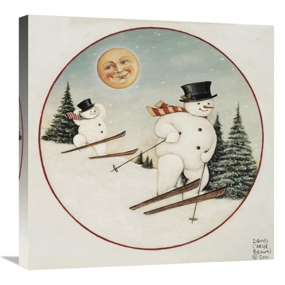 Global Gallery's 'Merry Lil Snowman' by David Carter Brown Stretched Canvas Wall Art