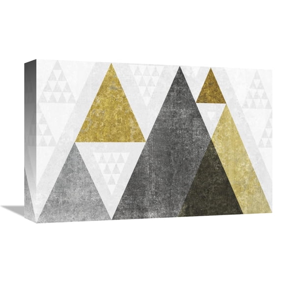 Global Gallery's 'Mod Triangles I Gold' By Michael Mullan Stretched Canvas Wall Art