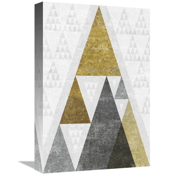 Global Gallery's 'Mod Triangles III Gold' By Michael Mullan Stretched Canvas Wall Art
