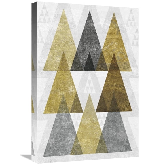 Global Gallery's 'Mod Triangles IV Gold' By Michael Mullan Stretched Canvas Wall Art