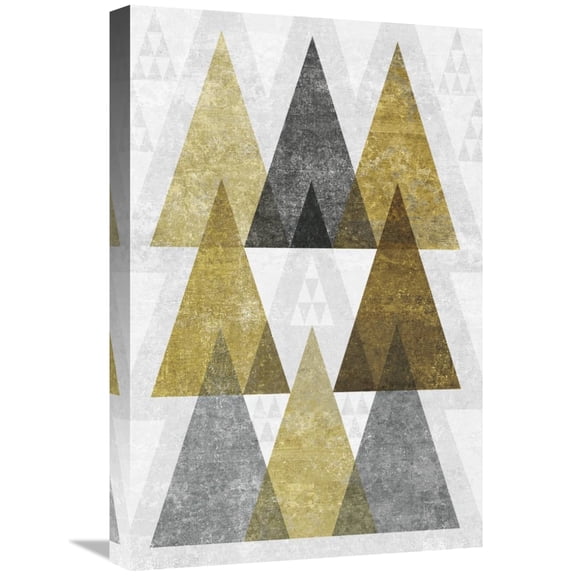 Global Gallery's 'Mod Triangles IV Gold' By Michael Mullan Stretched Canvas Wall Art