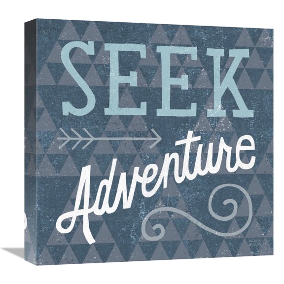 Global Gallery's 'Mod Triangles Seek Adventure Blue' By Michael Mullan Stretched Canvas Wall Art