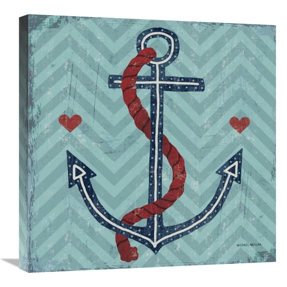 Global Gallery's 'Nautical Love Anchor' By Michael Mullan Stretched Canvas Wall Art