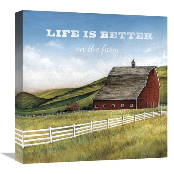 Global Gallery's 'Old Red Barn with Words' by David Carter Brown Stretched Canvas Wall Art