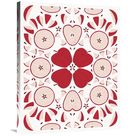 Global Gallery's 'Retro Apple Otomi Monotone' by Elyse DeNeige Stretched Canvas Wall Art