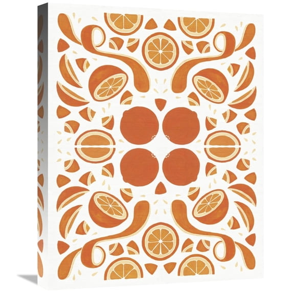 Global Gallery's 'Retro Orange Otomi' by Elyse DeNeige Stretched Canvas Wall Art