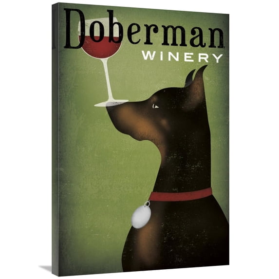 Global Gallery's 'Single Doberman Winery' By Ryan Fowler Stretched Canvas Wall Art