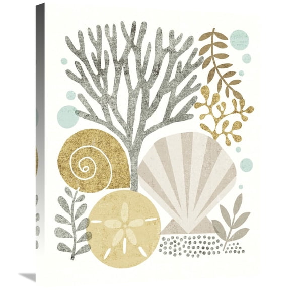 Global Gallery's 'Under Sea Treasures V Gold Neutral' By Michael Mullan Stretched Canvas Wall Art