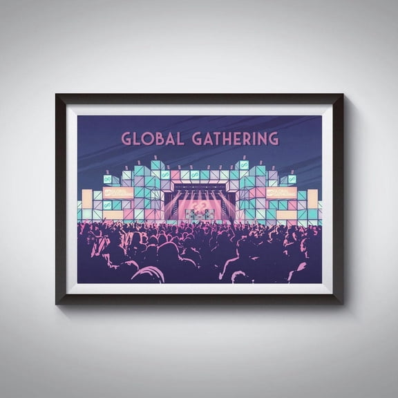 Global Gathering Festival Electronic Music Rave Artwork, Unframed Paper Poster 8x10in