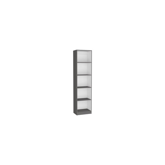 Global Glam Xs Bookcase Matt Gray White 11.77" x 15.35" x 71.1" Sleek 5-Tier Storage Shelf Unit with Efficient Shelf Spacing for Small Spaces